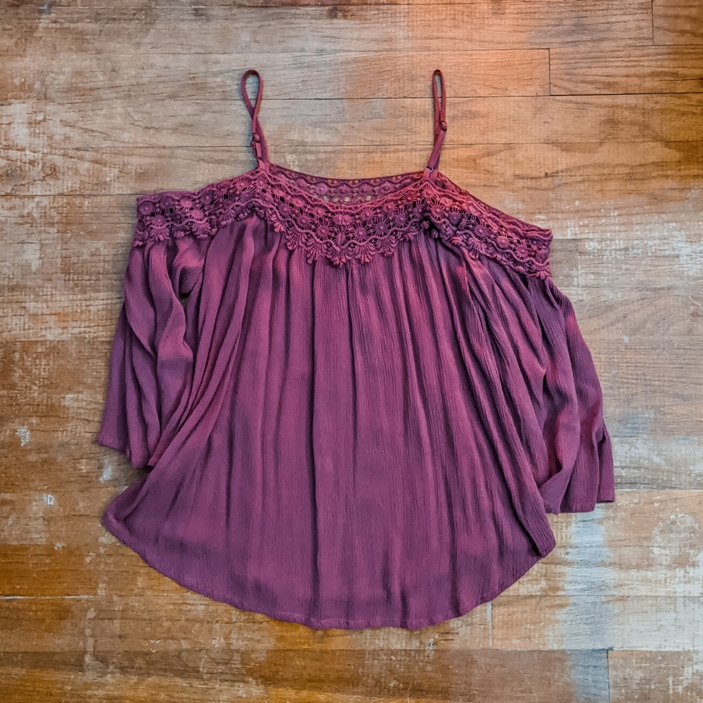 Xhilaration ⋆ Plum Peasant Off Shoulder Blouse ⋆⚝